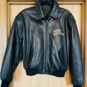 PLANET HOLLYWOOD ♫ レザージャケット XL 黒 VINTAGE Planet Hollywood Leather Jacket - New York Size
